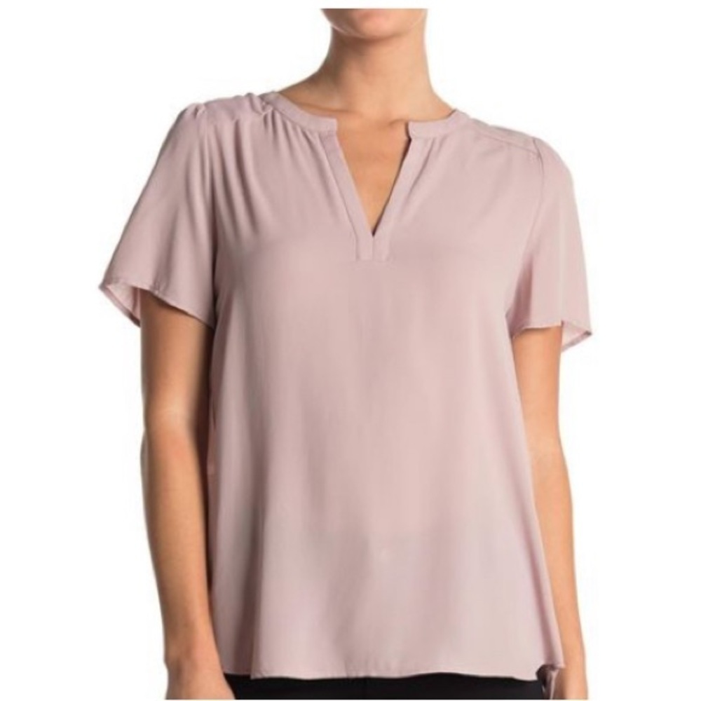 Pleione Dusty Pink Solid Pleated Back High Low, XL